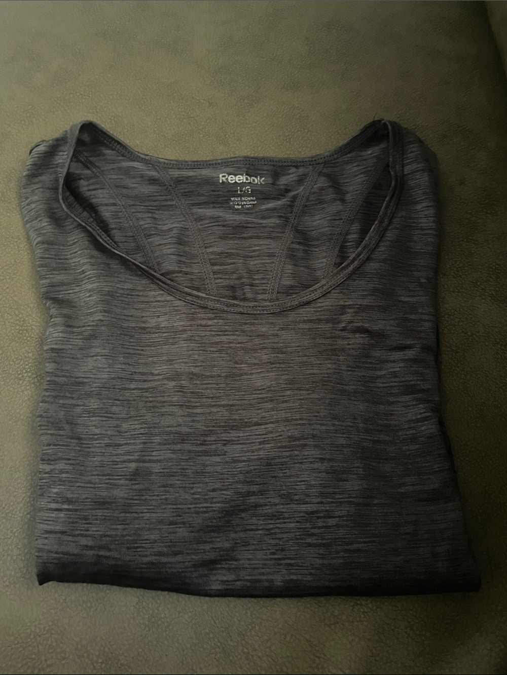 Reebok Women’s Gray & Black Active Wear Top - Scoop Neck